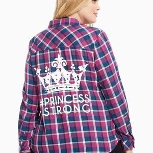 Torrid Pink Plaid Disney Princess Flannel